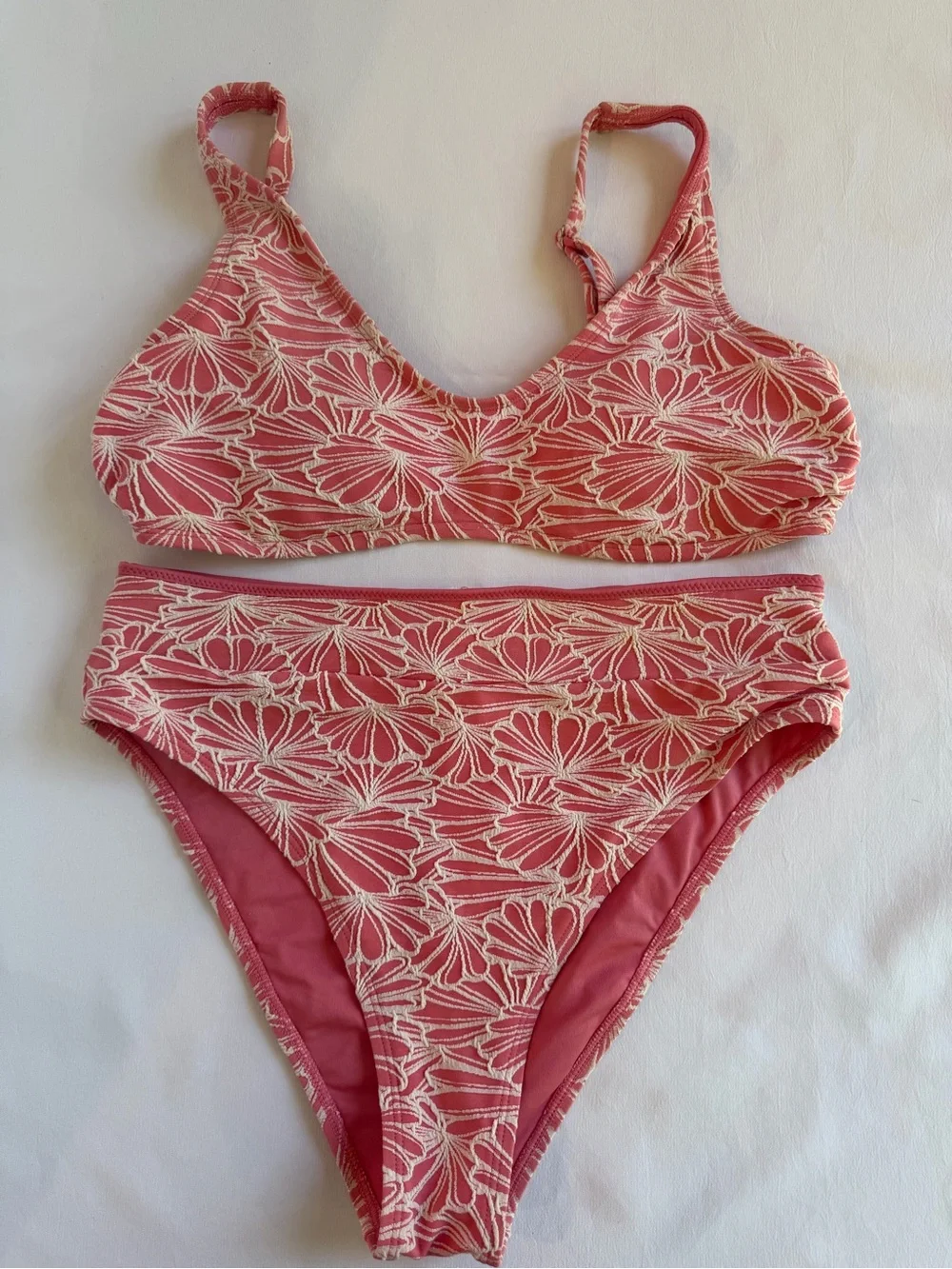 Cupshe High-Waist Pink Floral Bikini Top and Bottom - Women Swim